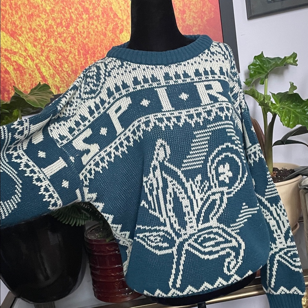 Vintage Gitano Sportswear Teal and Cream “Spirit’ Sweater